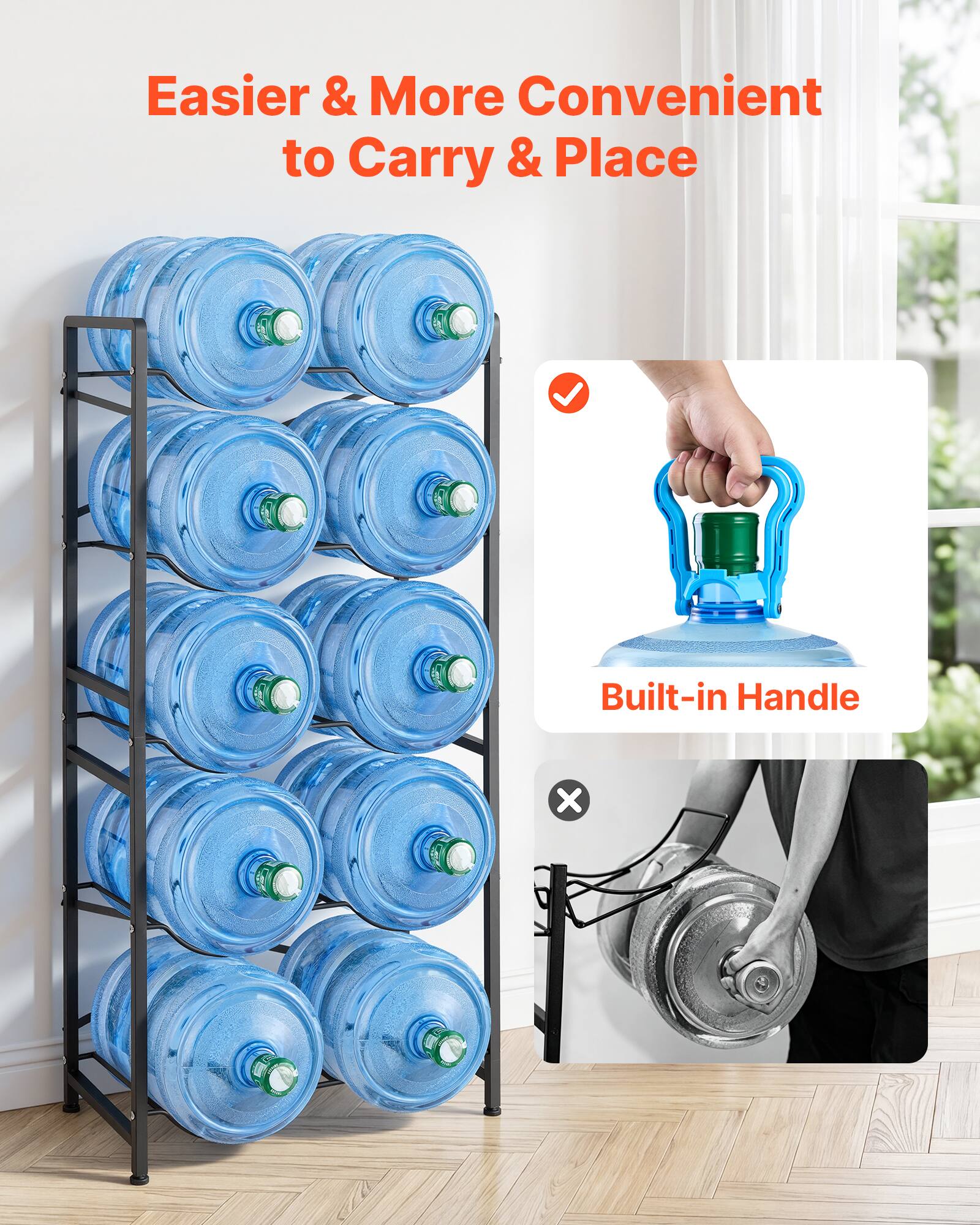 Easier & More Convenient to Carry & Place  
Built-in Handle