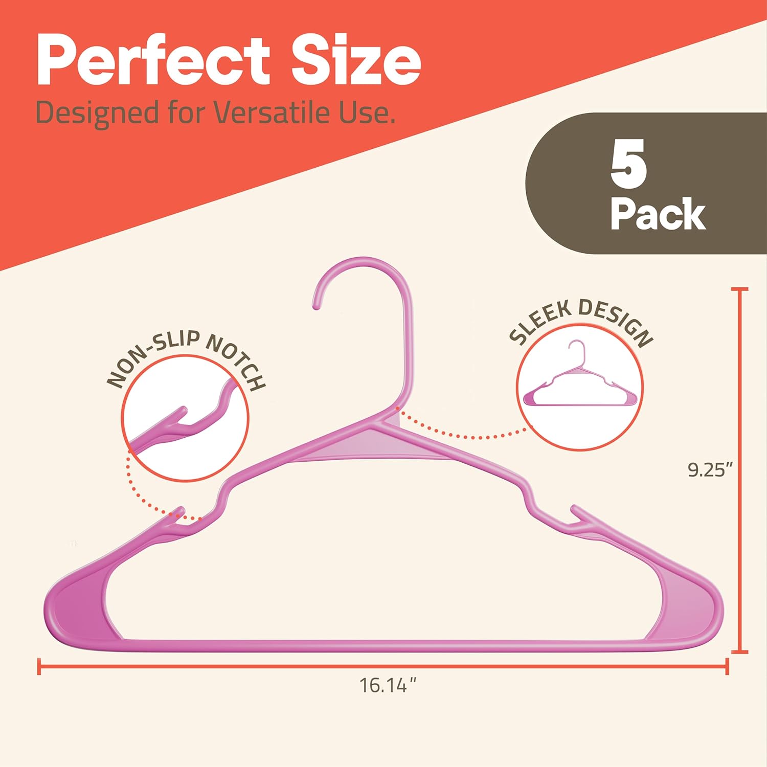 Perfect Size, Designed for Versatile Use, 5 Pack, Non-Slip Notch, Sleek Design, 9.25", 16.14"