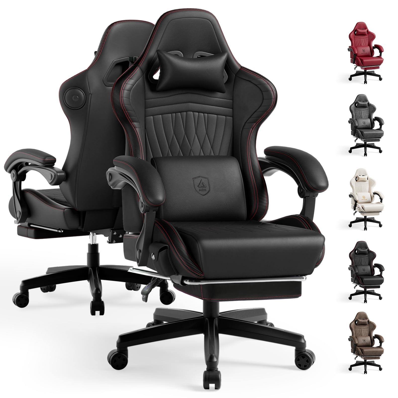 Angle. Hirose Alice - GTPLAYER ACE-PRO Music Gaming Chairs Built-in Speakers, App Support & Bluetooth Control, Computer Game Ch... - 01 Black & Red Stitch.