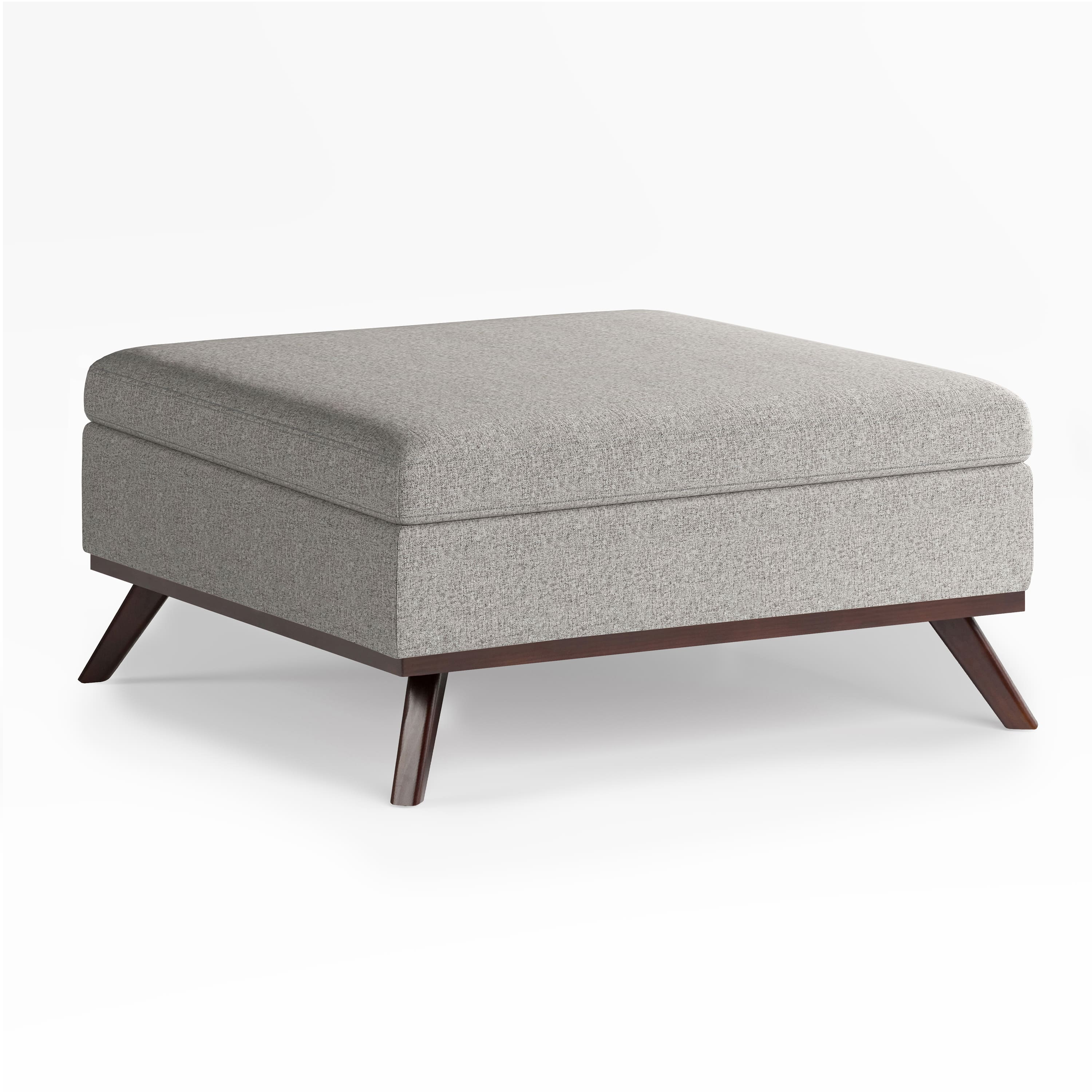 Front. Simpli Home - Owen Square Coffee Table Storage Ottoman - Cloud Grey.