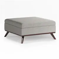 Simpli Home - Owen Square Coffee Table Storage Ottoman - Cloud Grey - Front_Zoom