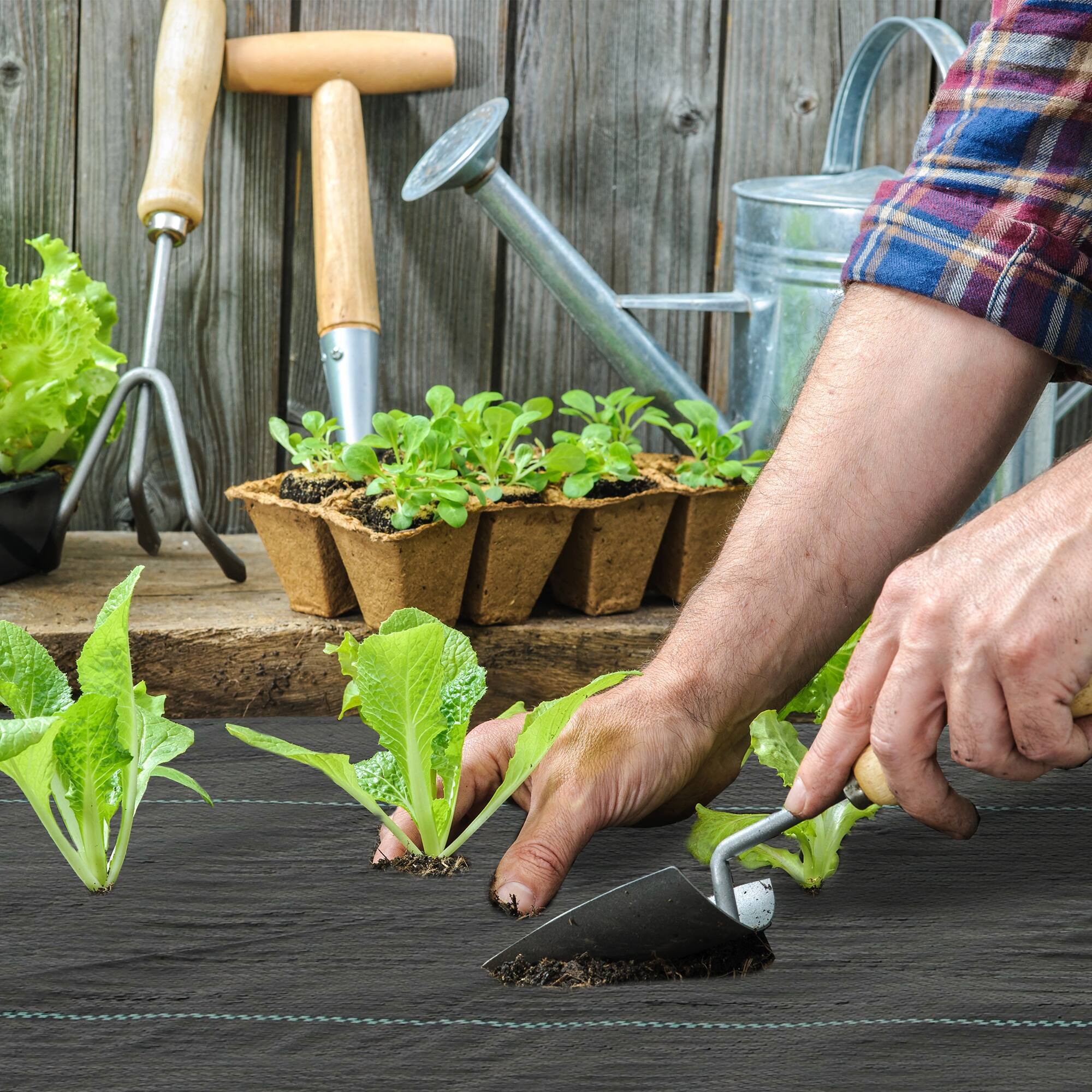 Alt View 7. Outsunny - 6FT x 300FT Weed Barrier Landscape Fabric Heavy Duty, 5oz Woven Weed Control Fabric - Black.