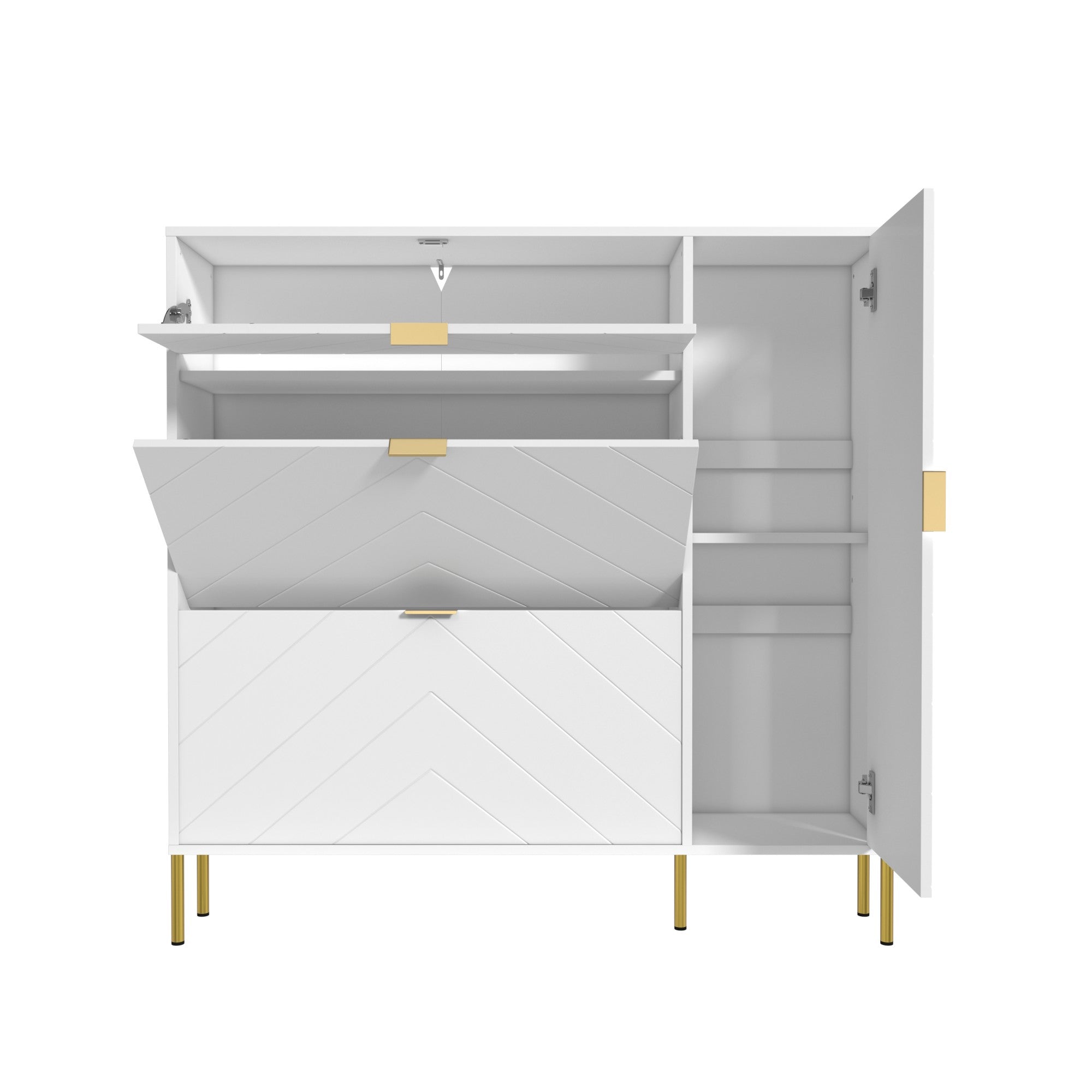 Alt View 2. Boyel Living - 49.21 in. H Wood Shoe Storage Cabinet with Flip-Up Drawers and Adjustable Shelf - White.