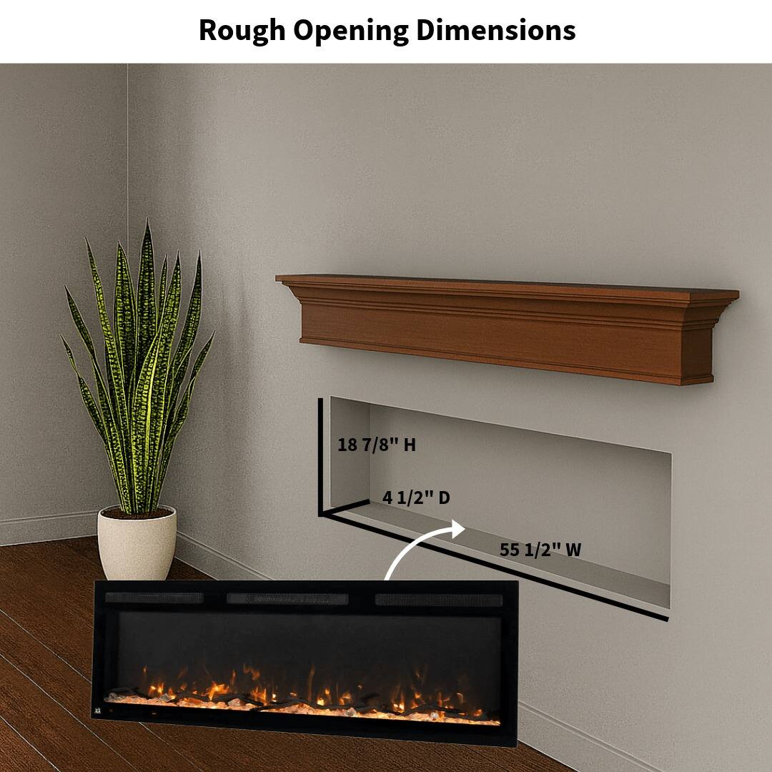 Rough Opening Dimensions: 18 7/8" H, 4 1/2" D, 55 1/2" W
