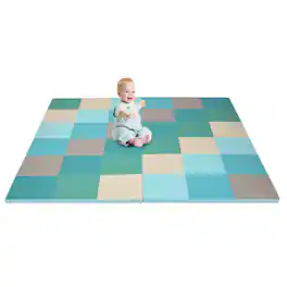 Costway - 58'' Toddler Foam Play Mat Baby Folding Activity Floor Mat Home Daycare School - Multi-color