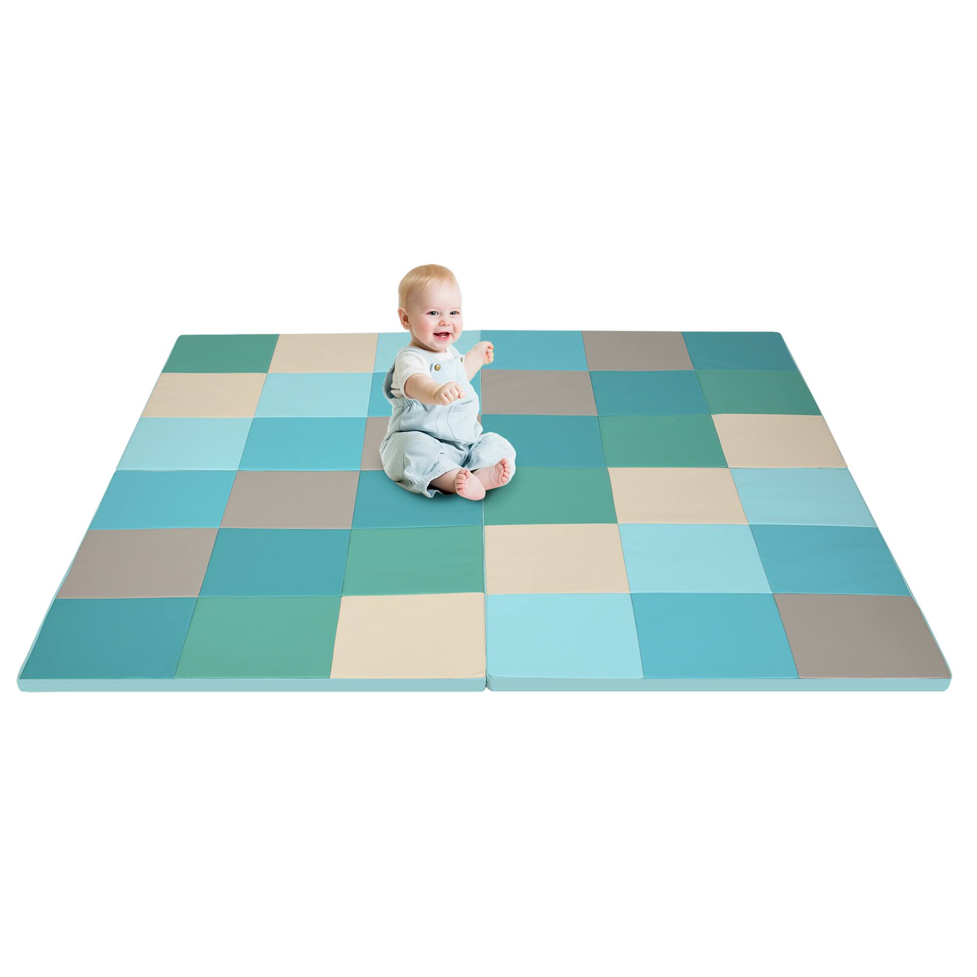 Costway - 58'' Toddler Foam Play Mat Baby Folding Activity Floor Mat Home Daycare School - Multi-color