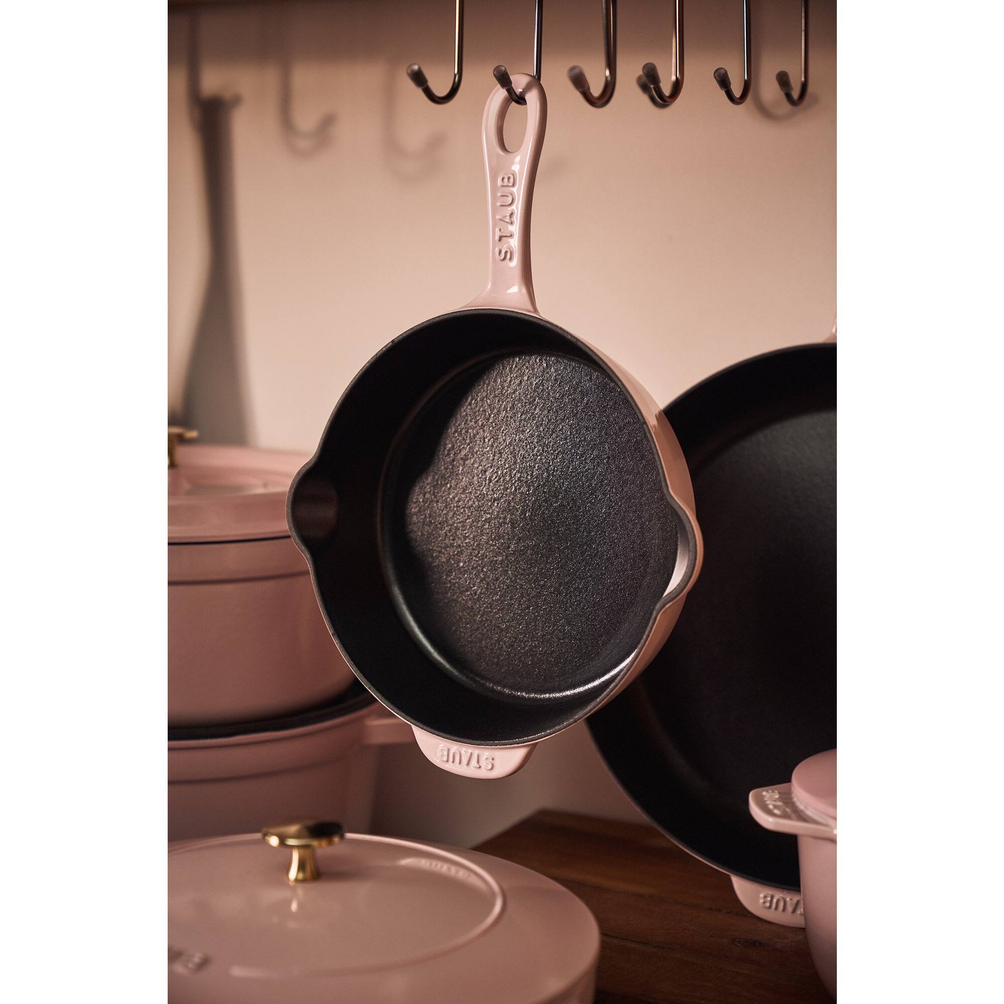 Alt View 3. Staub - STAUB Cast Iron 11-inch Traditional Deep Skillet - Peony Pink - Peony Pink.