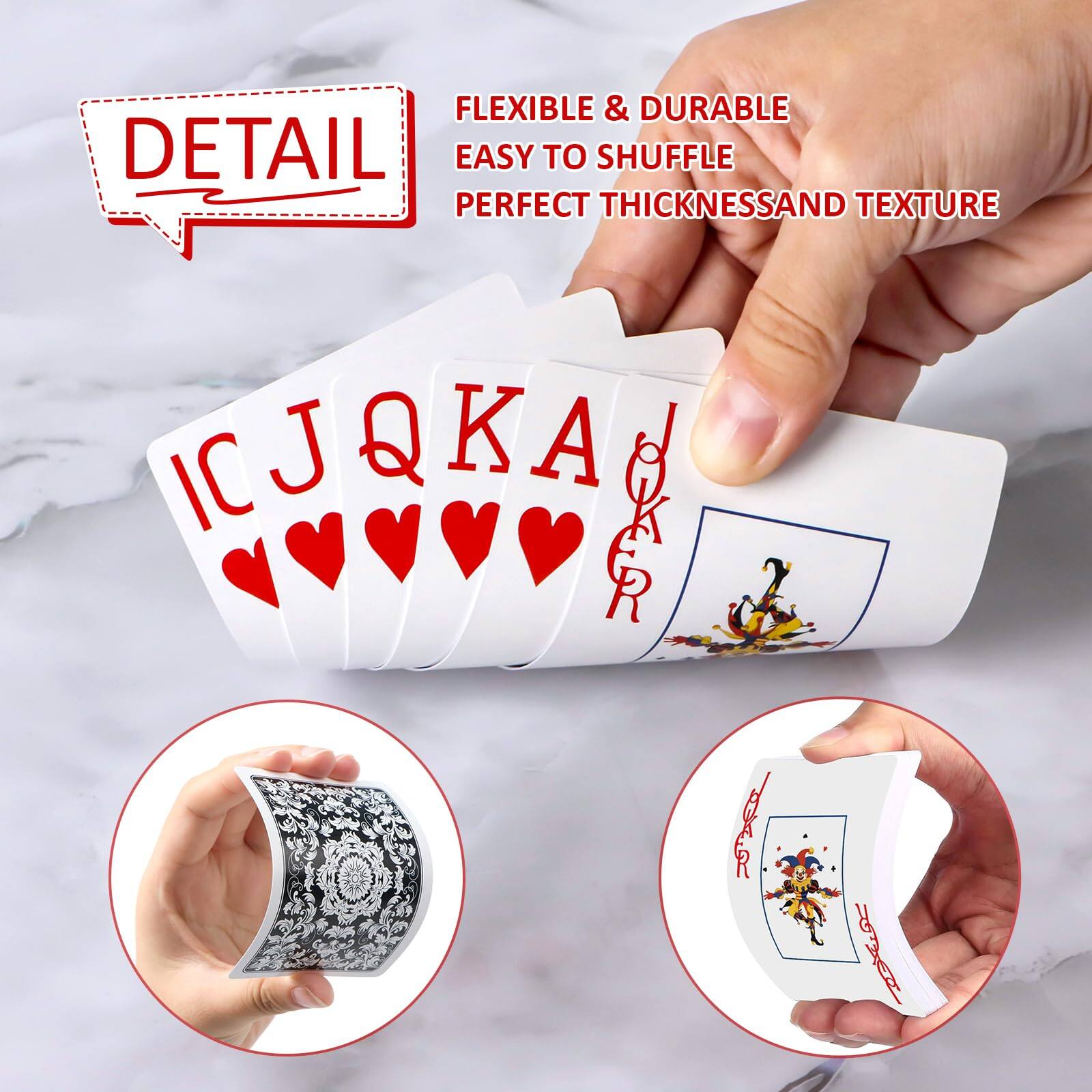 DETAIL

FLEXIBLE & DURABLE  
EASY TO SHUFFLE  
PERFECT THICKNESS AND TEXTURE