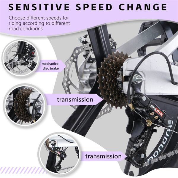 SENSITIVE SPEED CHANGE

Choose different speeds for riding according to different road conditions

- mechanical disc brake
- transmission
- transmission