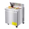 VEVOR - 28"W Commercial Refrigerator, 7.1 Cu. Ft Sandwich Prep Refrigerated Table, Mega Top Food Prep Fridge - Silver