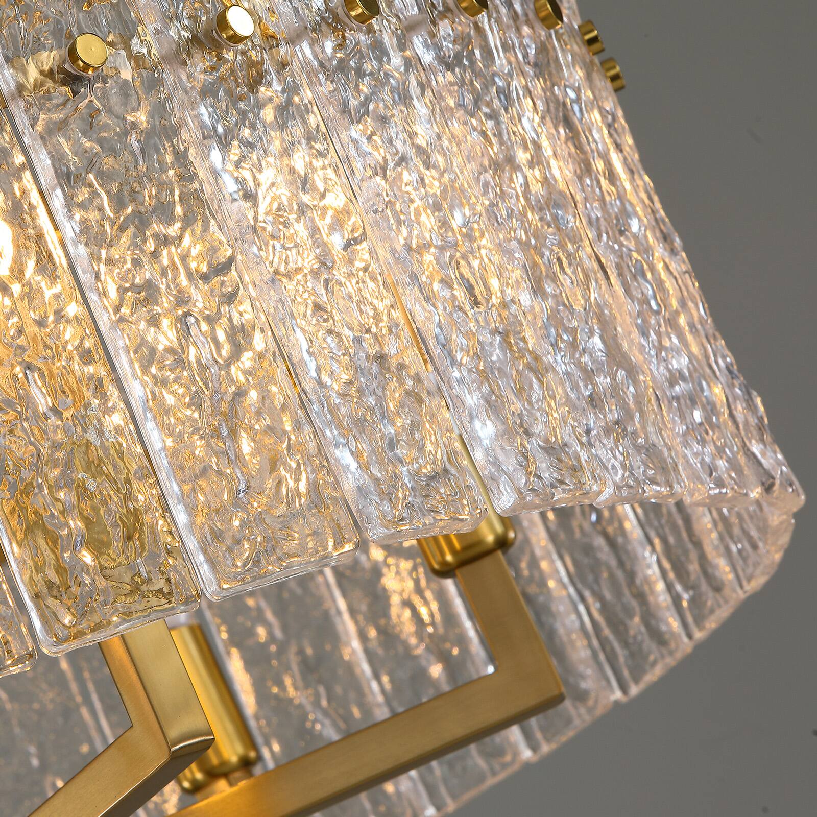 Alt View 8. Siljoy - 26 Inch Luxury 6-Light Cracked Glass Crystal Chandelier Height Adjustable Suitable for Dining Room Kitchen and Foyer - Gold.