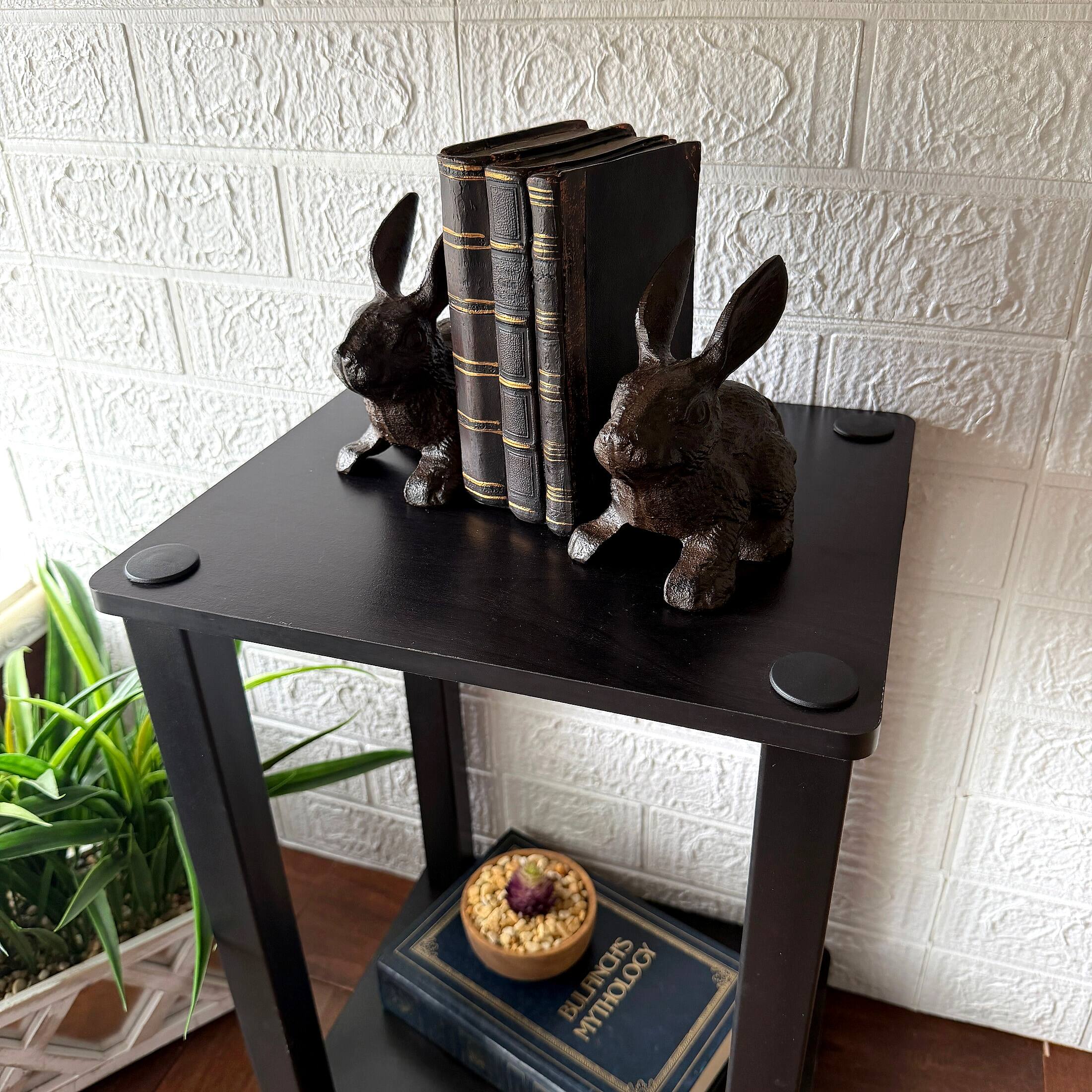 Alt View 4. Things2Die4 - Decorative Bunny Bookends Set of 2 Cast Iron Brown Rabbit Book Holders 5 In - Brown.