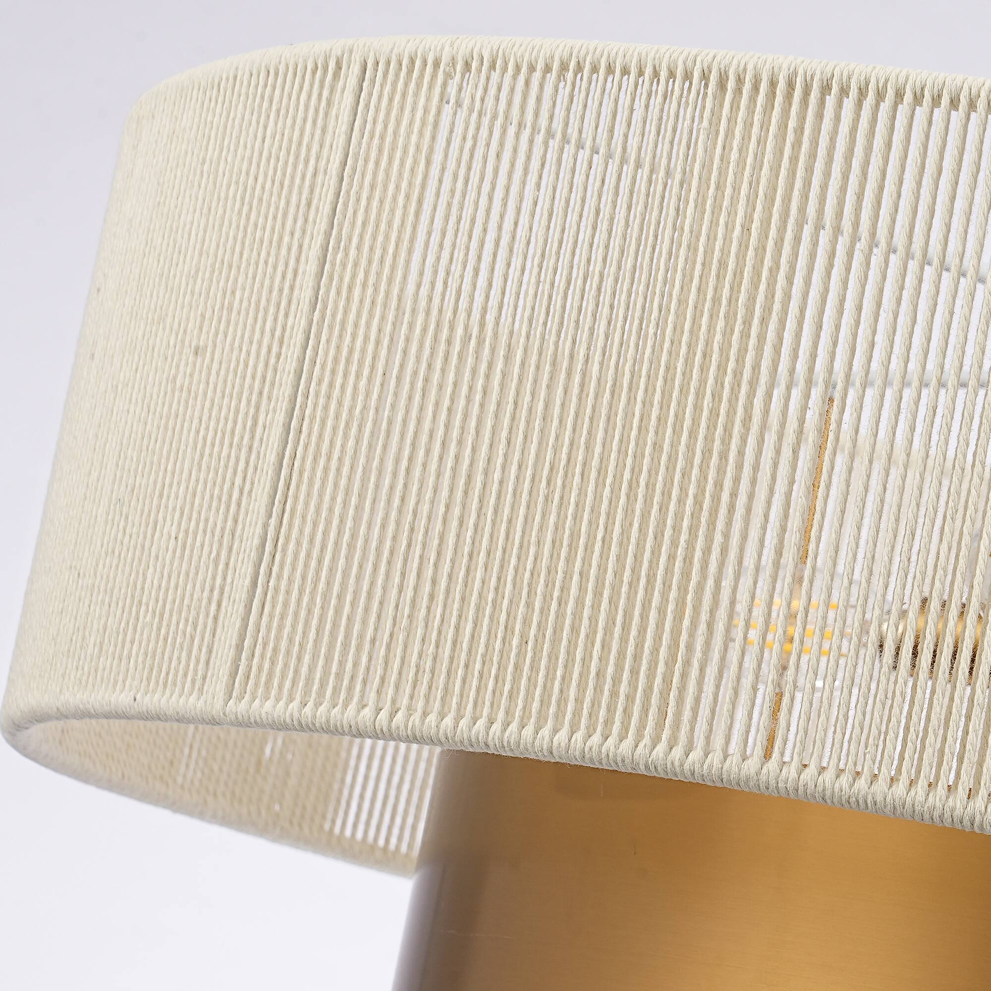 Alt View 8. Parrot Uncle - 24" Modern Boho Handwoven Rope 5 Light Tiered Drum Chandelier with Adjustable Downrods - Vintage Brass.