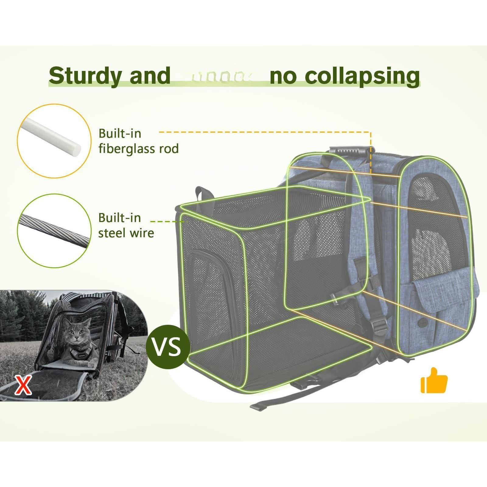 Sturdy and unbreakable no collapsing

Built-in fiberglass rod

Built-in steel wire

VS