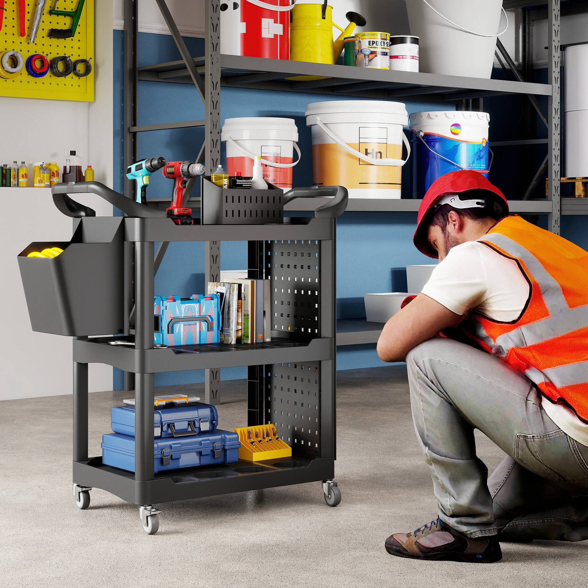 Alt View 1. Homcom - Rolling Tool Cart - Black.