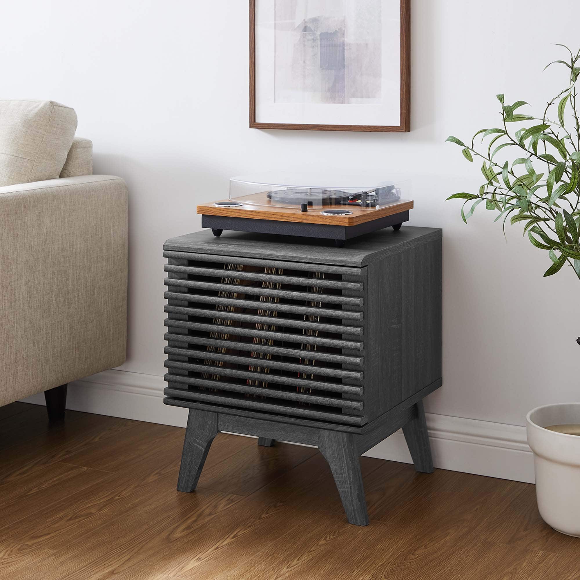 Front. Modway - Render Vinyl Record Display Stand by Modway - Charcoal.