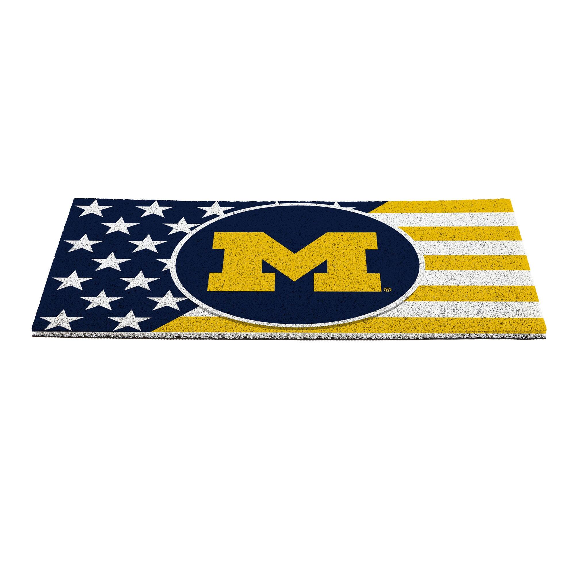Alt View 1. Evergreen Enterprises - Michigan Wolverines 16" x 28" Stars & Stripes Patriotic Turf Mat - Multicolor.