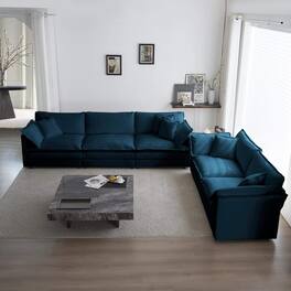 LOVMOR - 3 Piece Sofa Set Oversized Sofa Comfy Sofa Couch 2 Pieces of 2 Seater and 1 Piece of 3 Seater Sofa for Living Room Deep - Blue