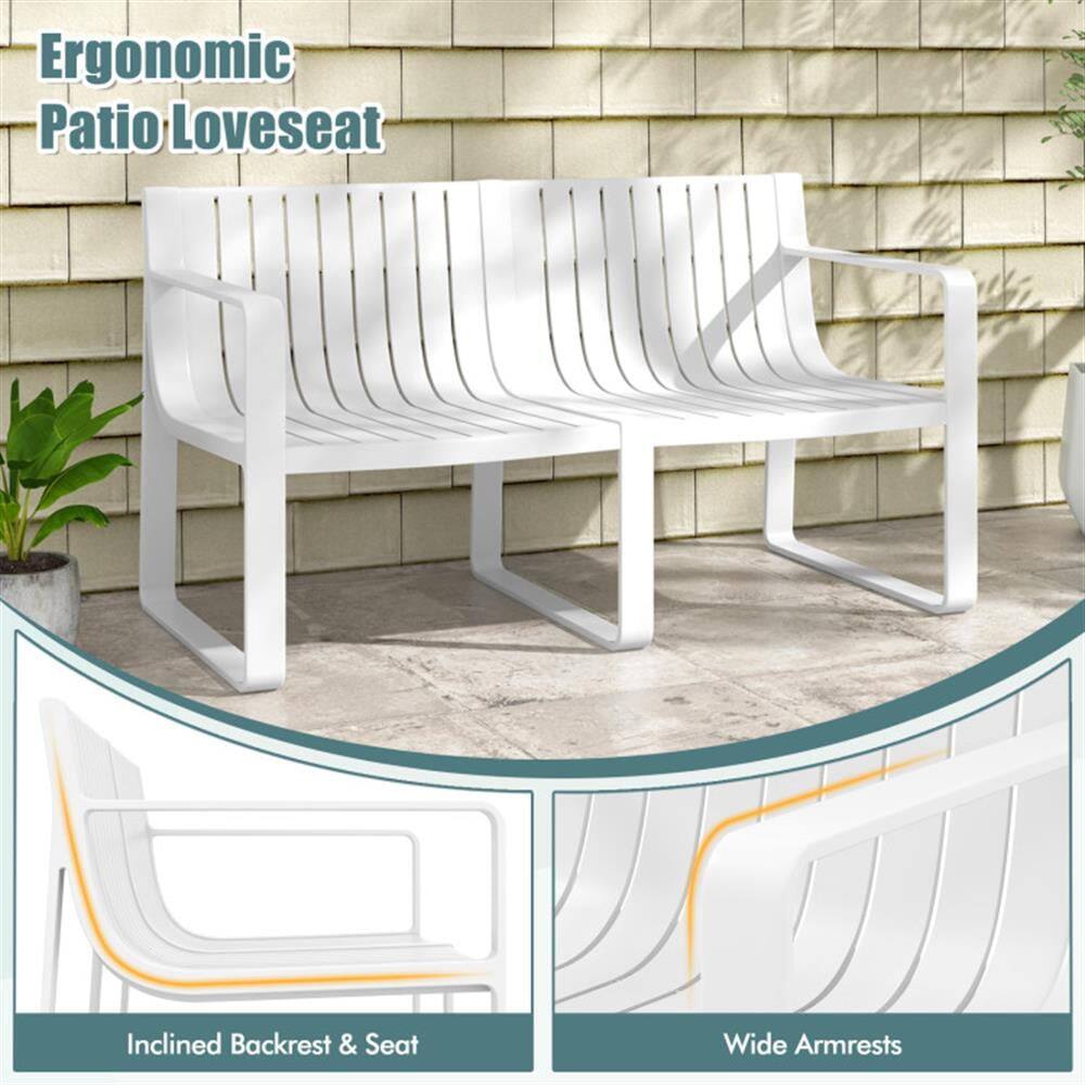 Ergonomic Patio Loveseat  
Inclined Backrest & Seat  
Wide Armrests