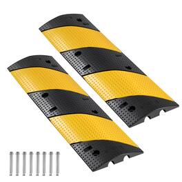 VEVOR - 40 in Rubber Speed Bump, 2 Pack, 2 Channel Heavy Duty Traffic Speed Hump, 22000 lbs/Axle Load Capacity - Black + Yellow