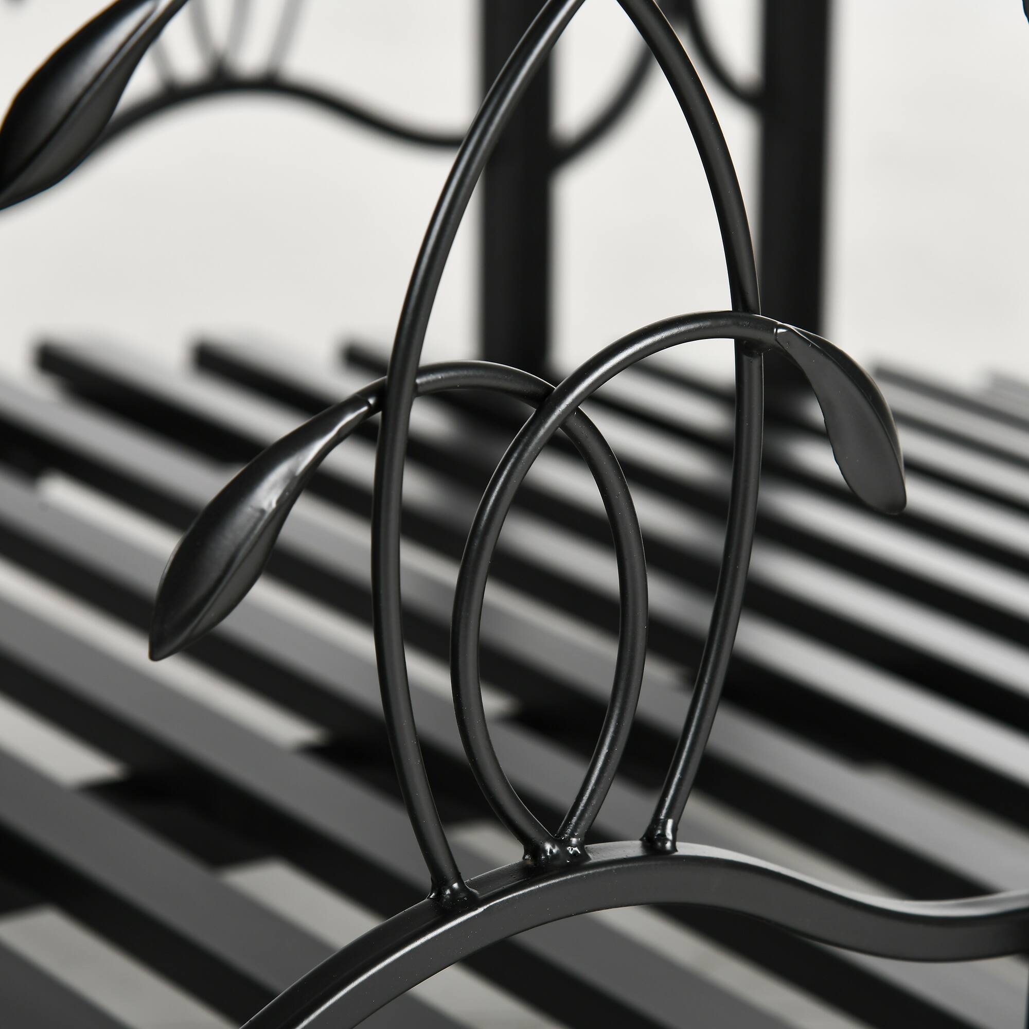 Alt View 7. Outsunny - 6' Metal Arch Backyard Garden Bridge with 660 lbs. Weight Capacity, Safety Siderails, Vine Motifs - Black.