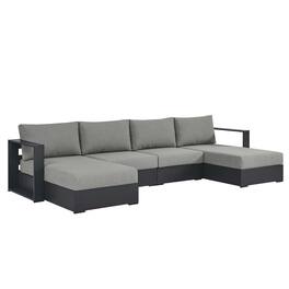 Modway - Tahoe 4-Piece Outdoor Powder-Coated Aluminum Sectional Sofa Set - Gray Gray
