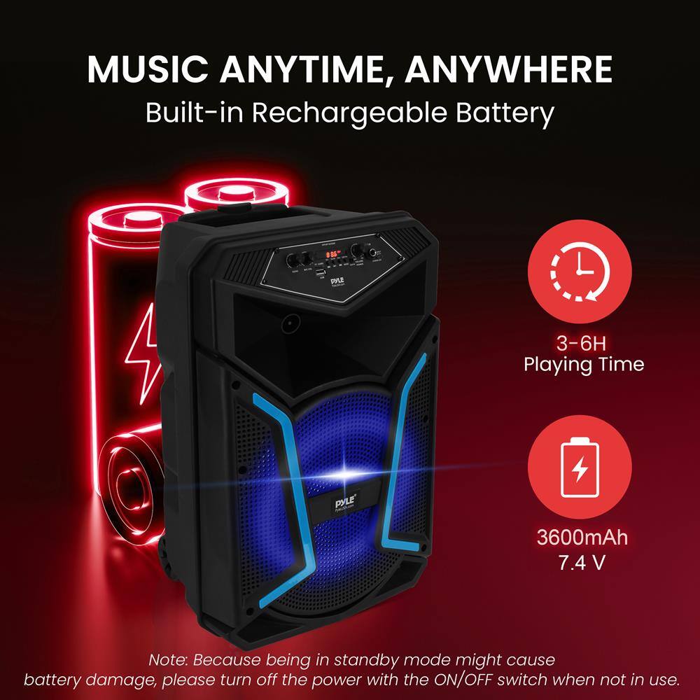 MUSIC ANYTIME, ANYWHERE  
Built-in Rechargeable Battery  

3-6H Playing Time  
3600mAh 7.4 V  

Note: Because being in standby mode might cause battery damage, please turn off the power with the ON/OFF switch when not in use.