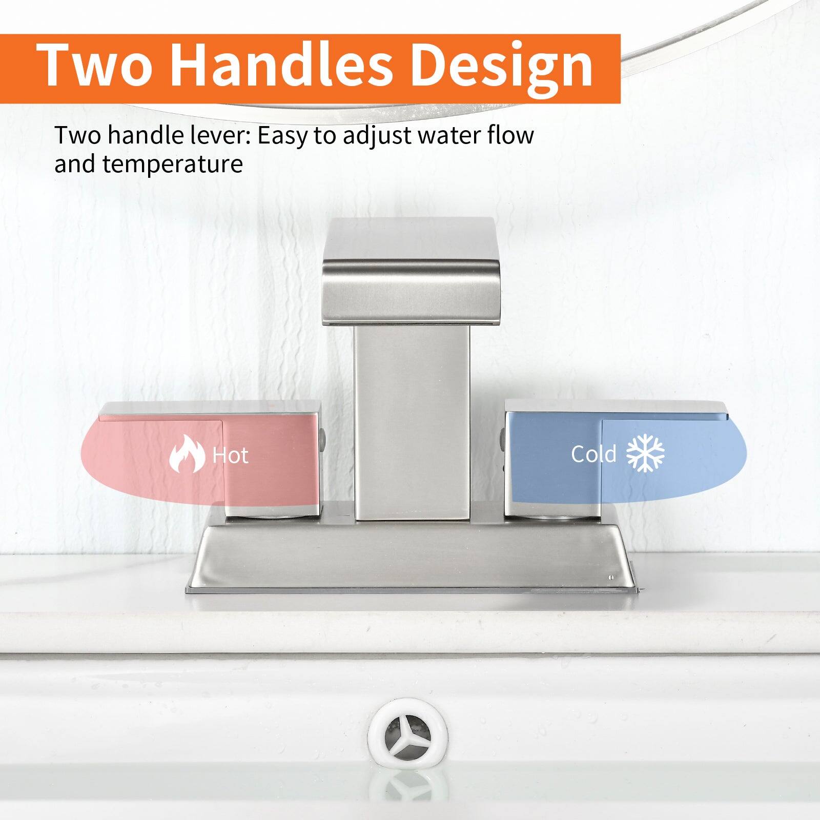 Two Handles Design

Two handle lever: Easy to adjust water flow and temperature

Hot

Cold