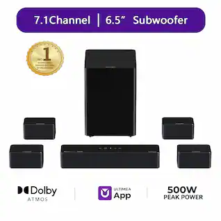 Ultimea - Poseidon D80 Boom 7.1 Channel Sound bar with Dolby Atmos, Surround sound system for tv, 500W - Black