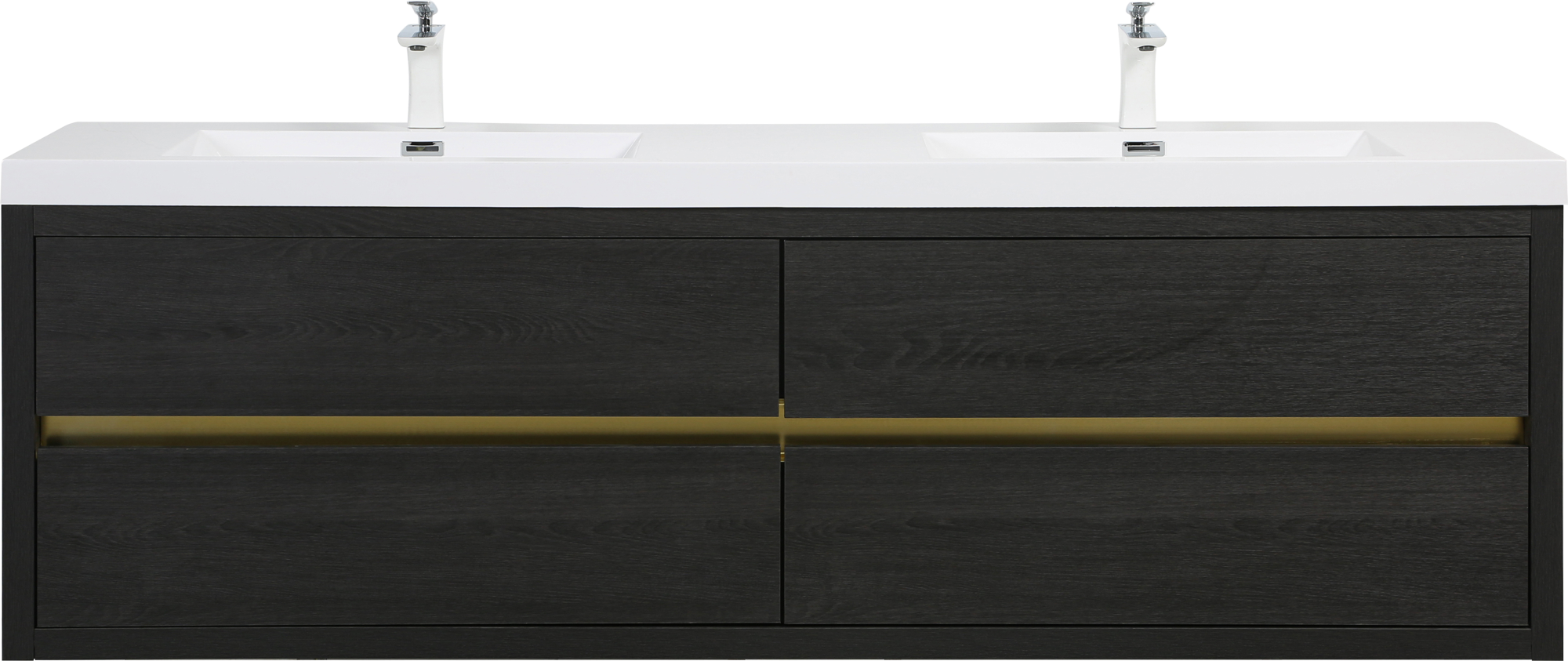 Photos - Bathroom Sink Stone Boyel Living - 72In Wall-Mounted Bathroom Vanity Double Sinks  Resin Countertop Soft Close Drawers - Espresso BL-BT-643 