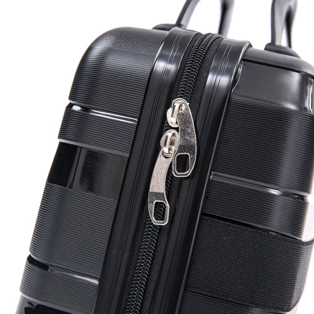 Alt View 9. Ropilly - Ropilly 4 Piece Luggage Set Hard Shell Suitcase Set with Cosmetic Case Black - Black.