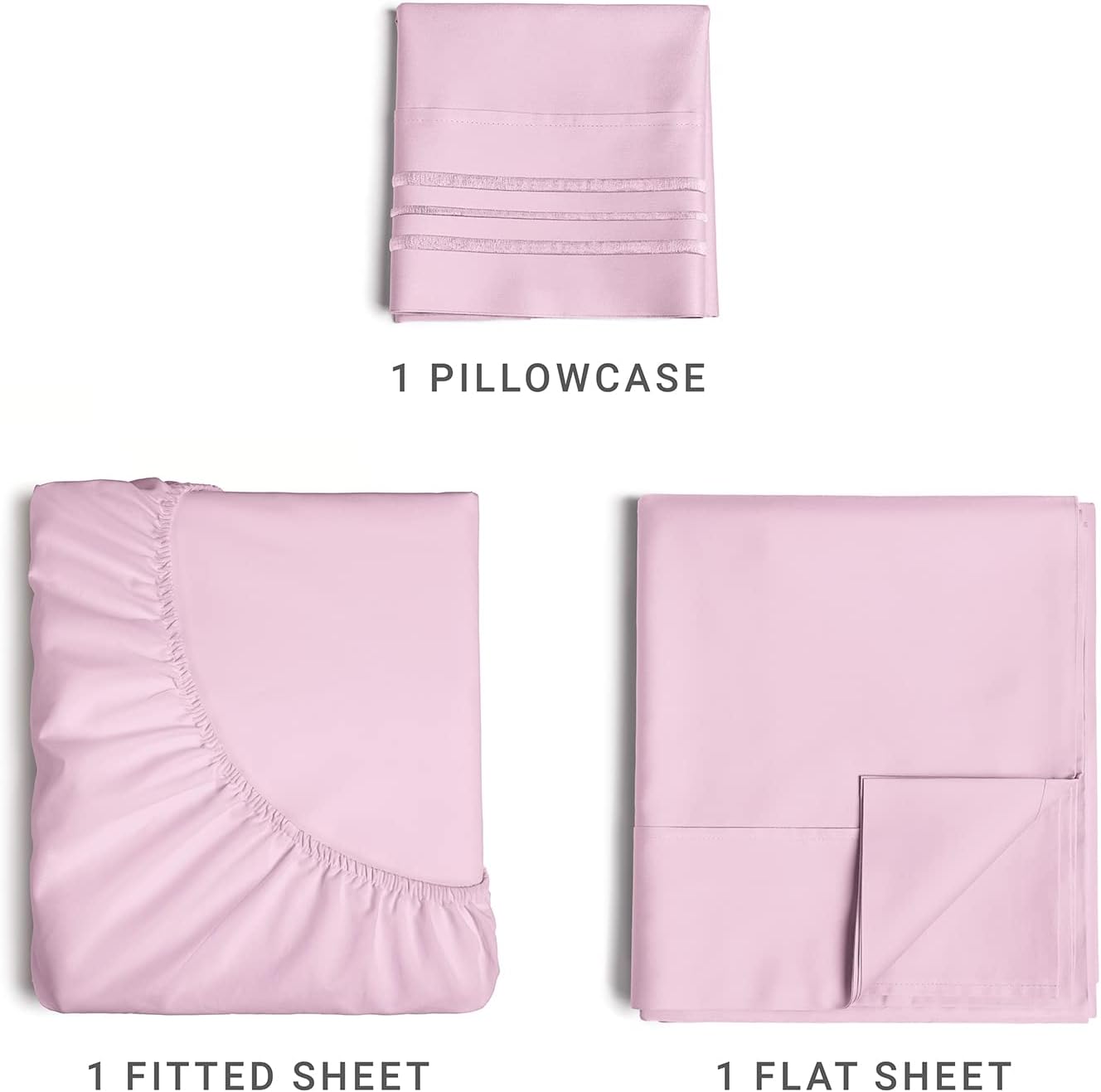 1 Pillowcase  
1 Fitted Sheet  
1 Flat Sheet