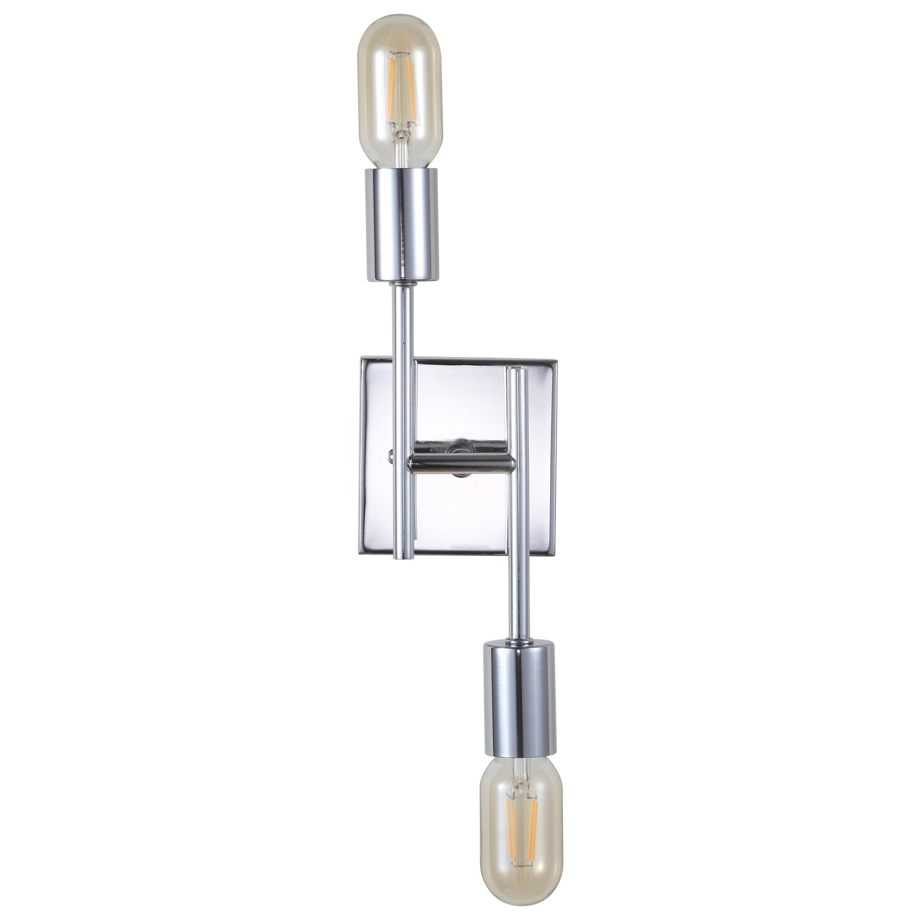 Alt View 4. Jonathan Y - Turing 18.7" 2-Light Metal LED Wall Sconce, Chrome - Chrome.