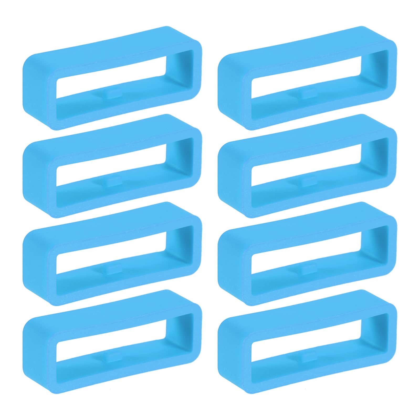 Unique Bargains - Watch Band Holder Loop, 8pcs Universal Silicone Watch Replacement Band Strap Keeper Parts for Smart Sport (24mm) - Sky Blue