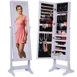 Best Choice Products - Jewelry Armoire Cabinet, Full Length Mirror w/ Velvet Storage Interior, Lock - Lavender