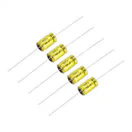 Unique Bargains - 5pcs 10uF 100V Non-Polarized Electrolytic Capacitor, 20x10mm Aluminum Audio Divider for DIY Tweeter Speakers Car Amp - Gold