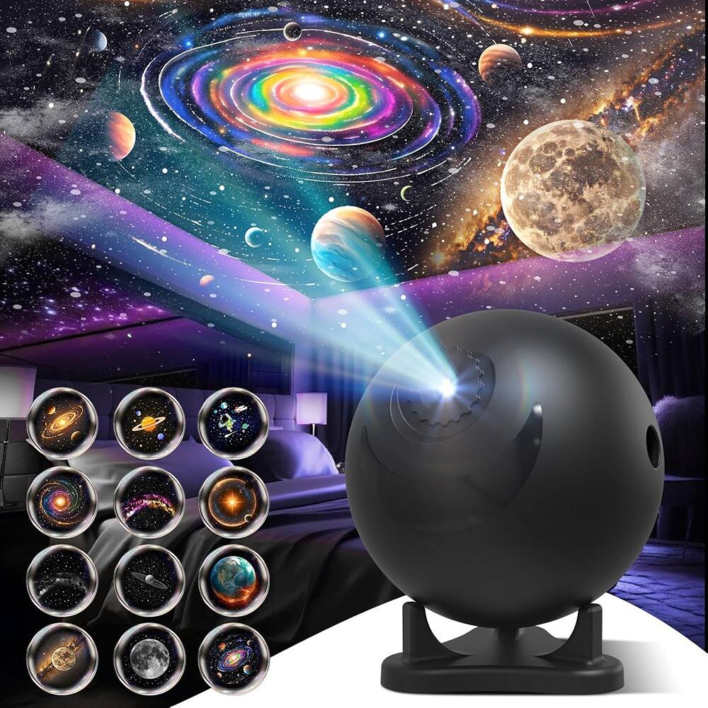 Front. ACJPR - Planetarium Projector for Bedroom with 12 Image Discs, Galaxy Star Night Light, LED Ceiling Mood Lighting, Space Lamp fo.