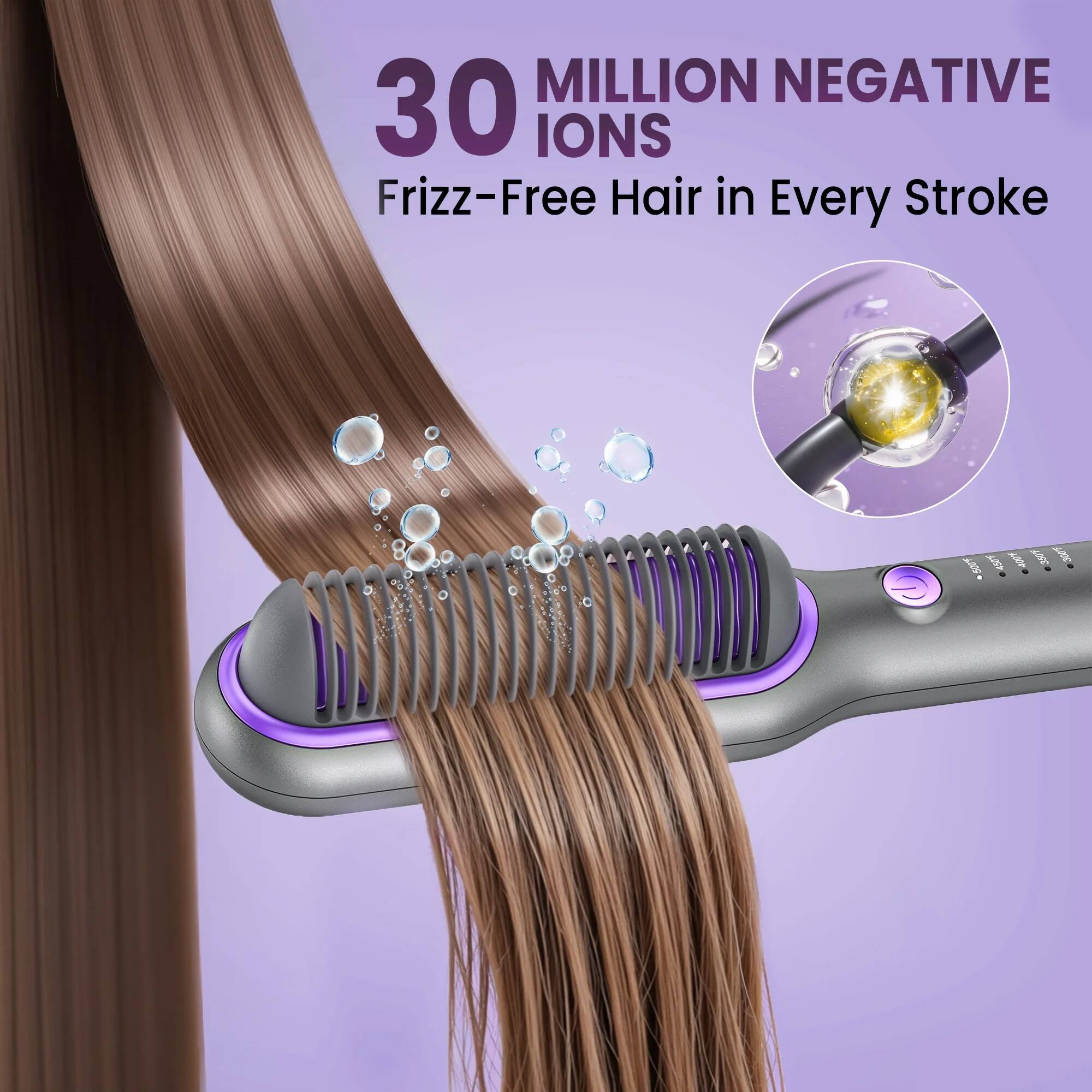NEXPURE Hair Straightener Brush, Ionic Straightening Brush 