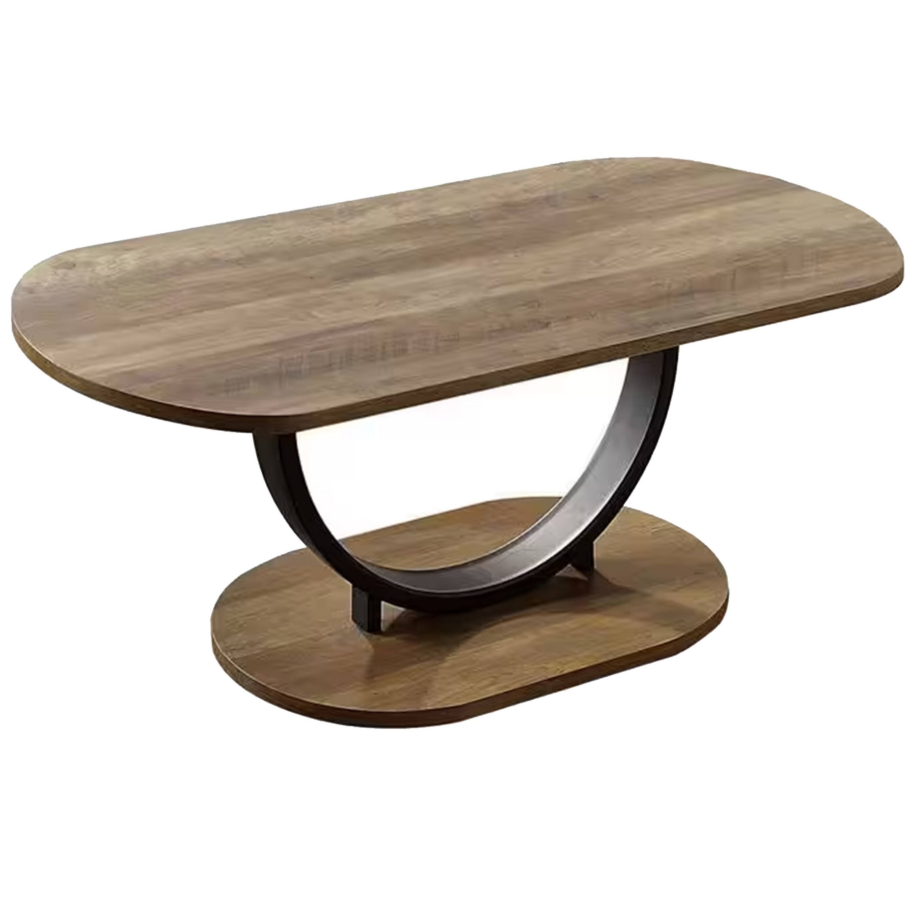 Alt View 1. Manhattan Lane - Obin 3 Piece Coffee and End Table Set, Brown MDF, Black U Shape Steel Base - Black, Brown.