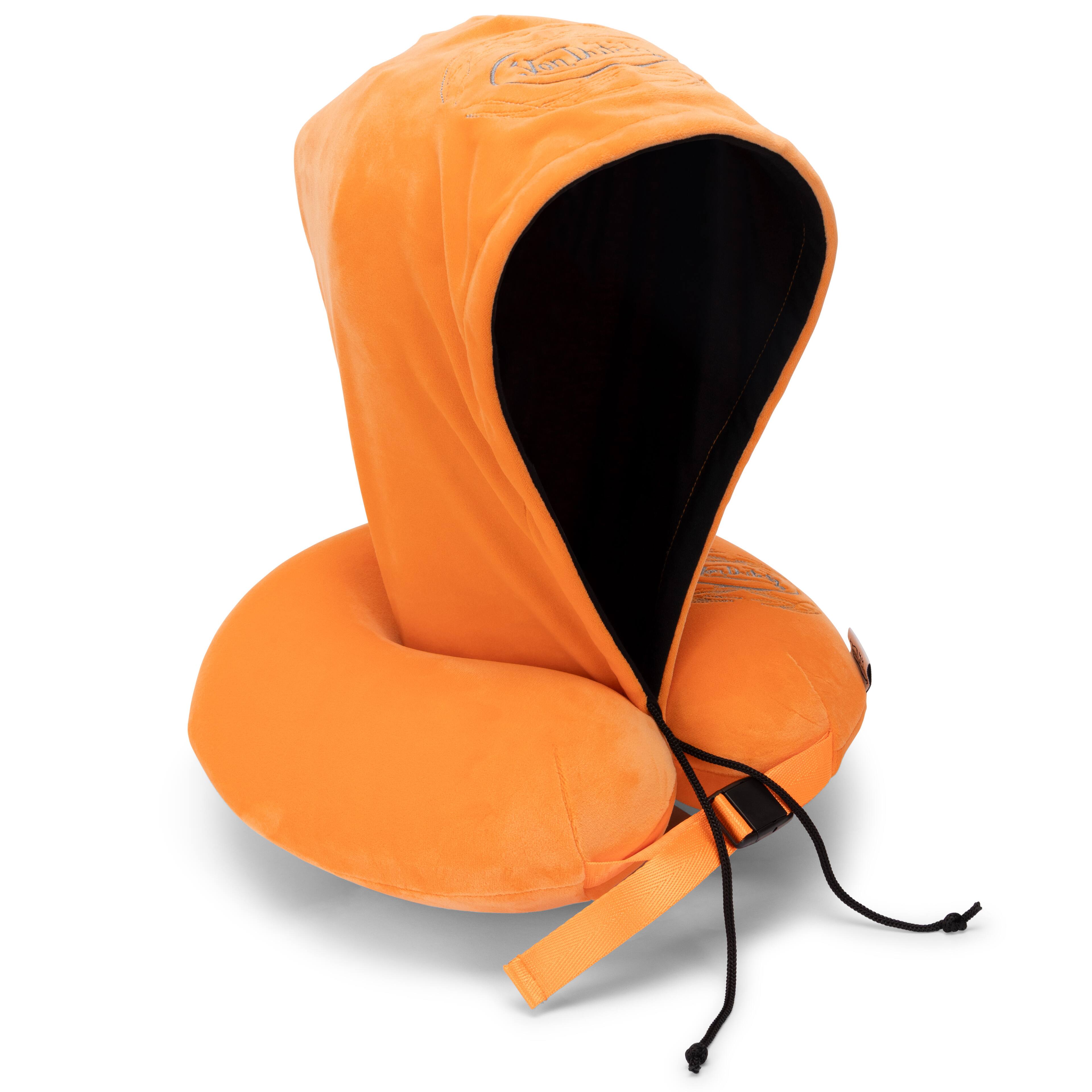 Alt View 4. Von Dutch - Pinstripe Hooded Memory Foam Travel Neck Pillow - Orange.