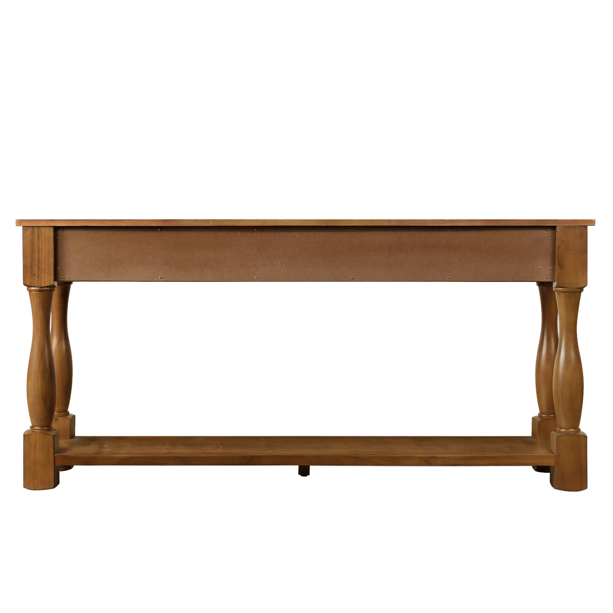 Alt View 8. GOODSILO - Extra-Long Wooden Console Table with Three Drawers and Bottom Shelf for Entryway or Hallway Use - Brown.