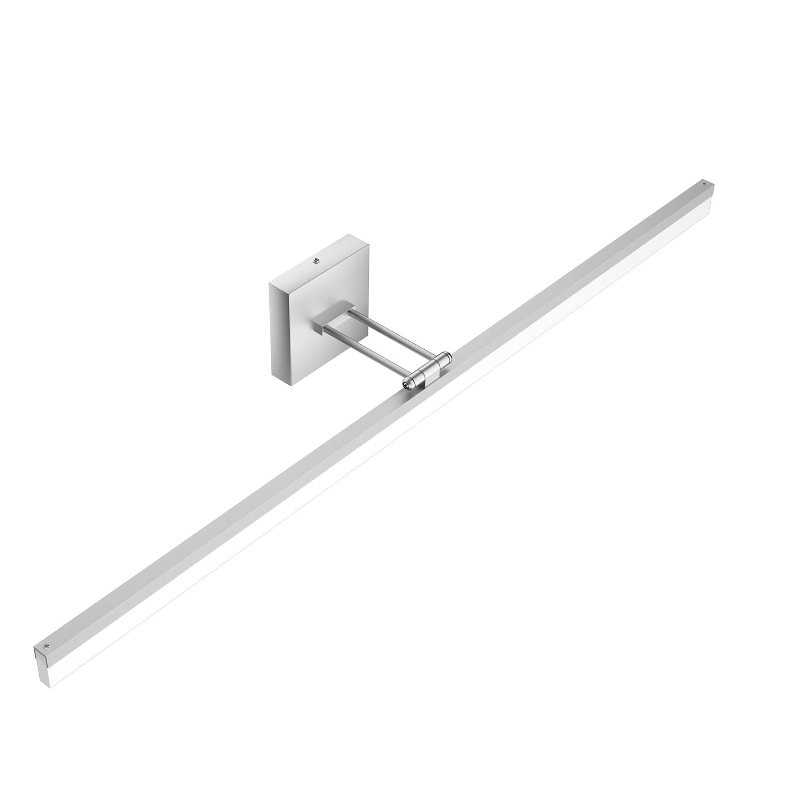 Front. PO3TICJUNKI3 - Led Modern Vanity Light w Adjustable Matte Bathroom Fixtures Over Mirror - Silver 40 inch.