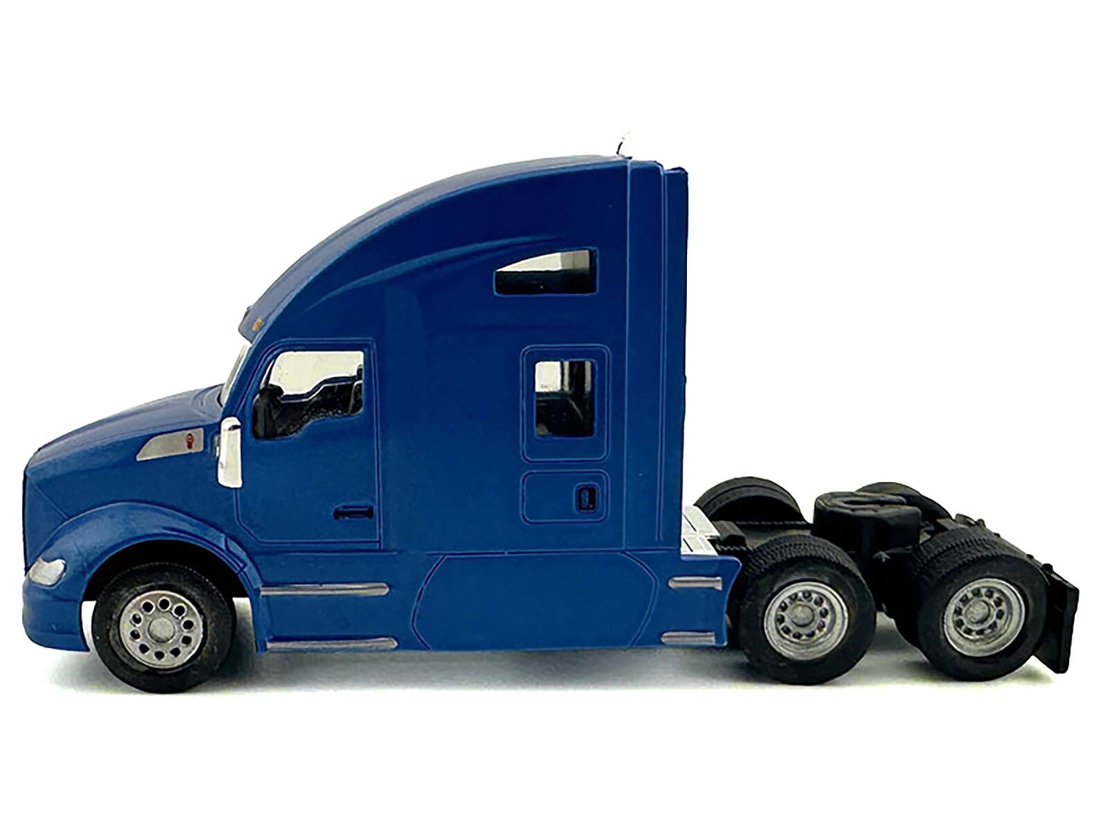 Left. HO Logistics Replicas - Kenworth T680 Sleeper Cab Blue Metallic 1/87 (HO) Plastic Model Car by HO Logistics - Blue Metallic.