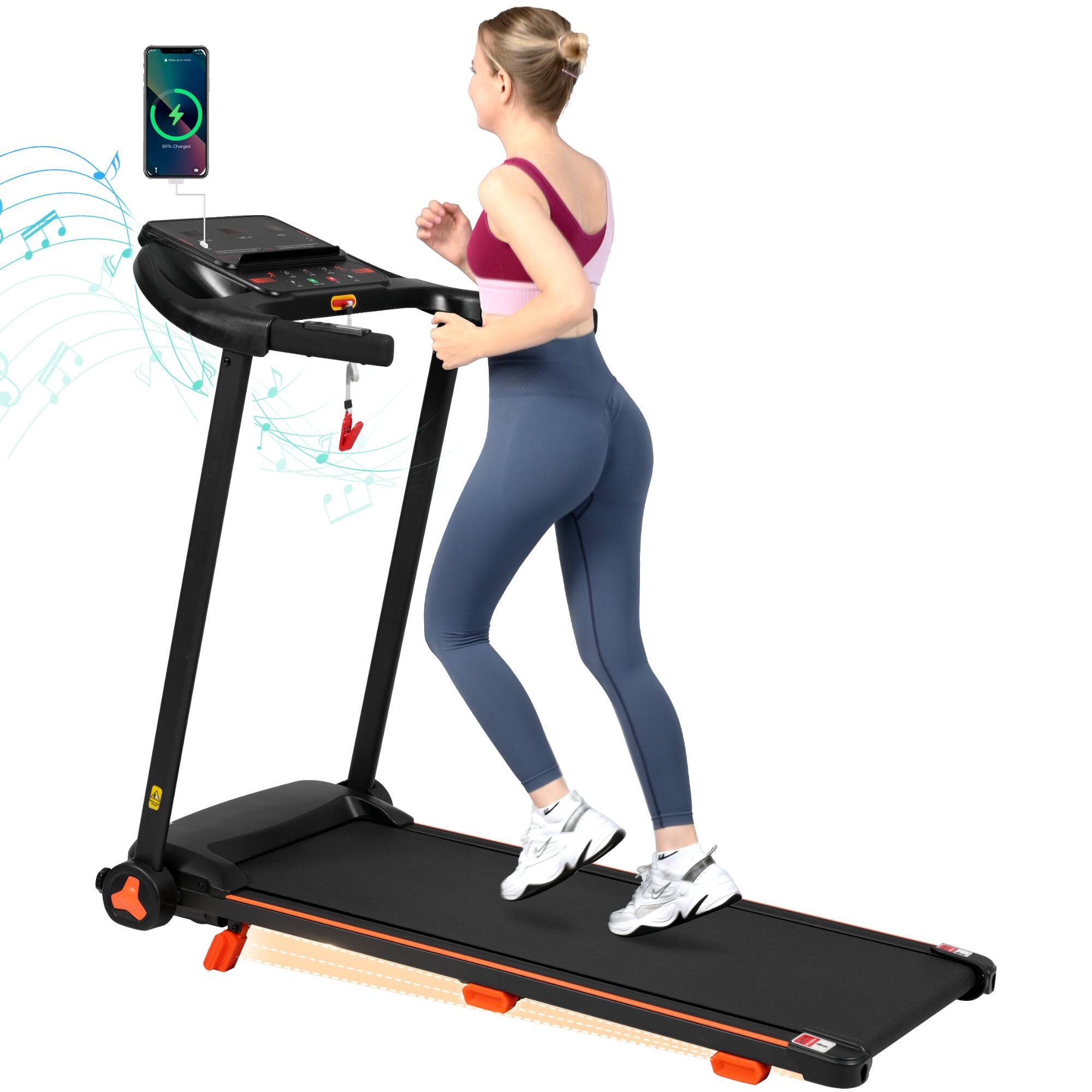 Alt View 8. ELEMENT ACE - Folding Treadmill for Home - 2.5HP Quiet Motor, Heart Rate, 300lb Capacity, Incline, USB Charge & Bluetooth - Black.