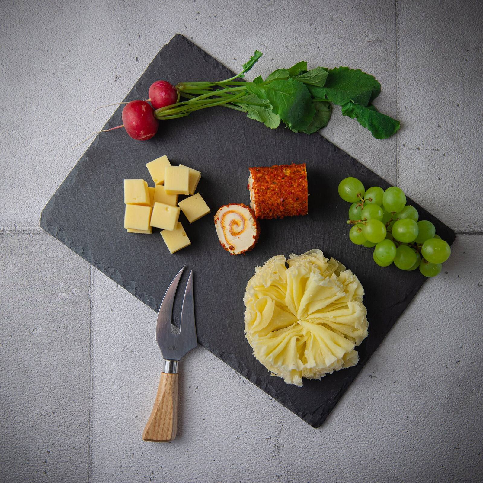 Alt View 1. Cilio - Slate Serving Board for Cheese and Appetizers, Rectangular, 11.8-Inch  x 7.9-Inch - Black.