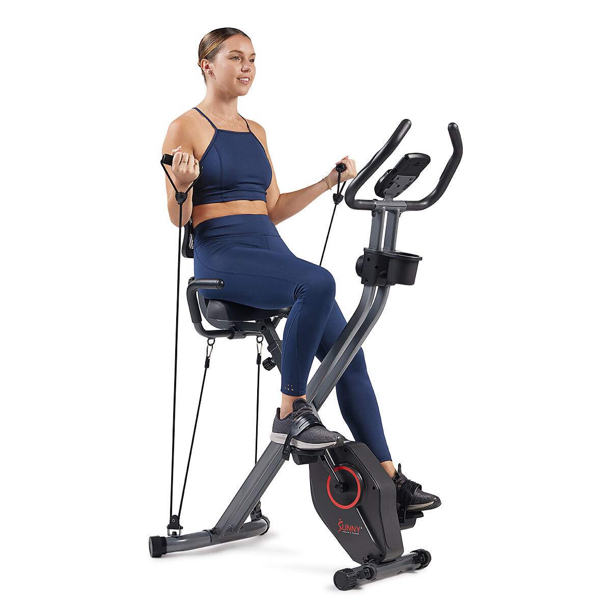 Angle. Sunny Health & Fitness - Foldable Magnetic Recumbent Exercise X-Bike - Black.