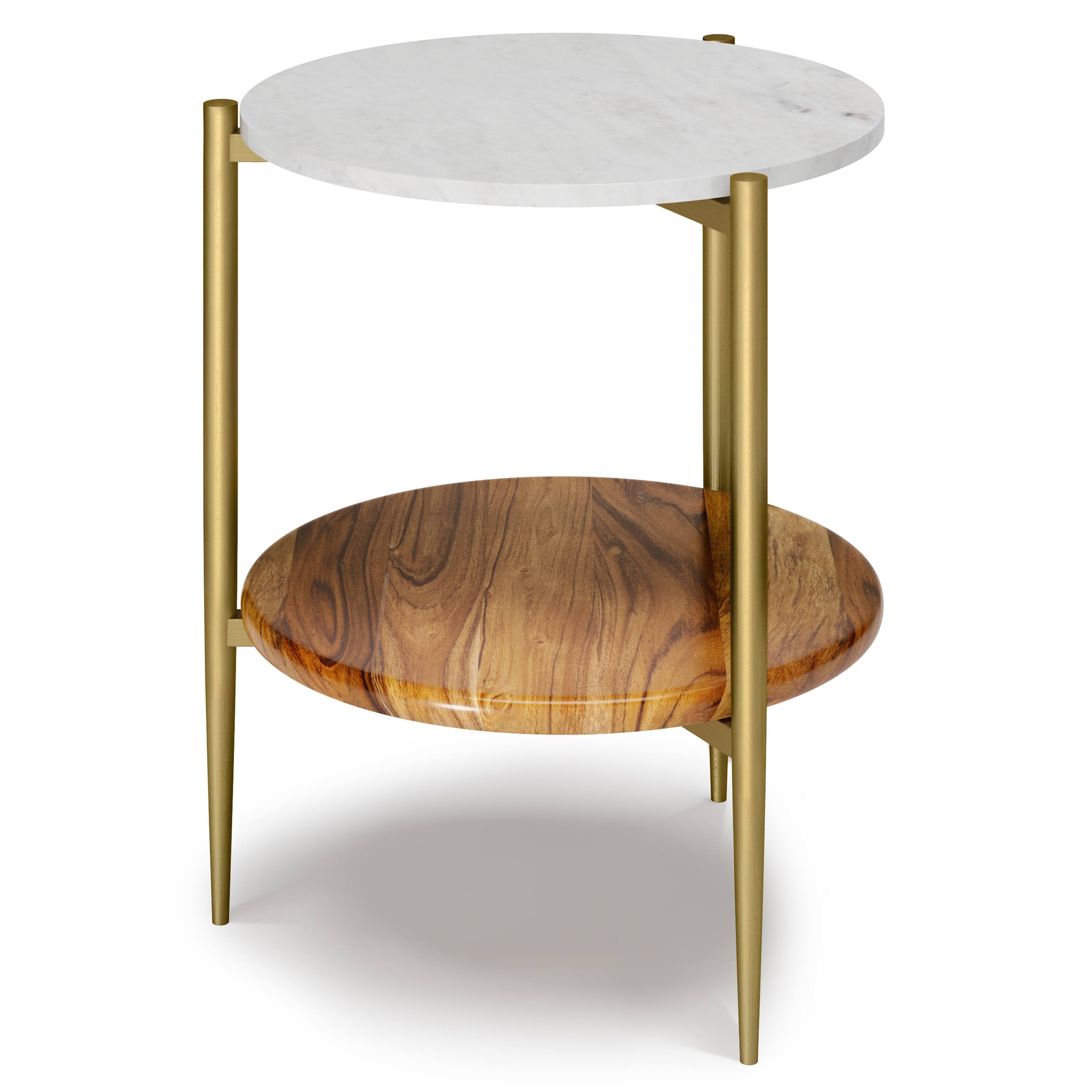 Alt View 3. Simpli Home - Wagner 30 inch Coffee Table with 18 inch End Tables (Set of 3) - White/Natural.