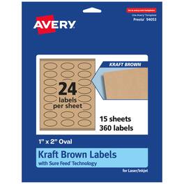 Avery - Kraft Oval Labels, 1" x 2", 360 Labels - Brown