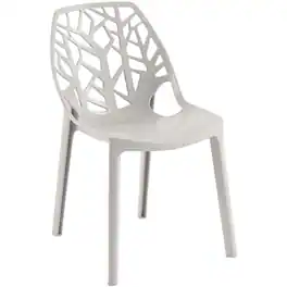 LeisureMod - Cornelia Modern Stackable Accent Dining Chair with Cut Out Backrest Design for Dining Rooms or Patios - Solid Grey