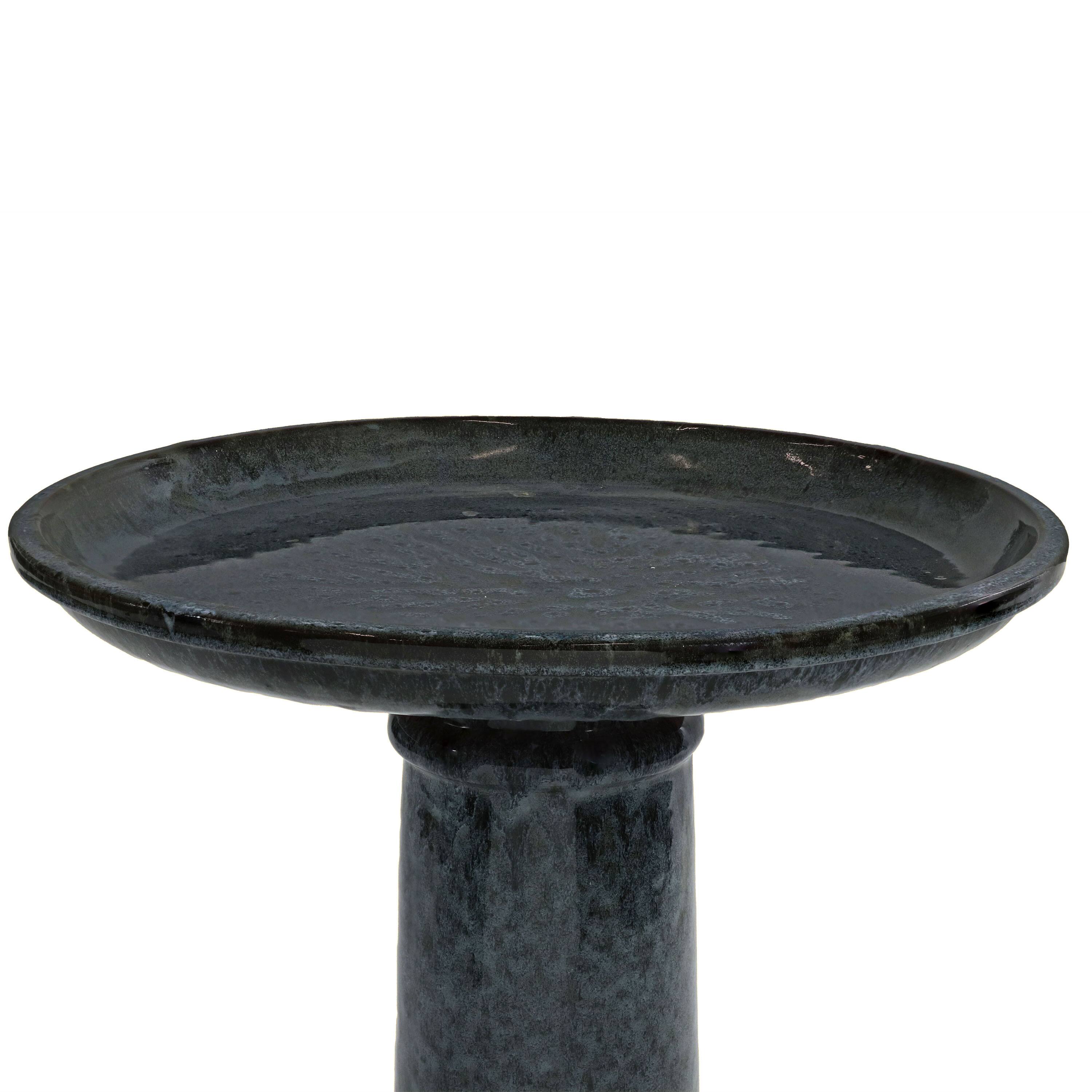 Alt View 7. Sunnydaze - Toulon Black Mist Ceramic Bird Bath - 24.5" H - Black.